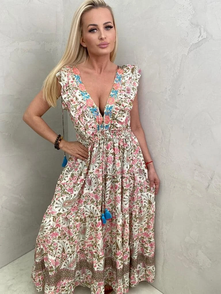 Light pink boho dress cheap