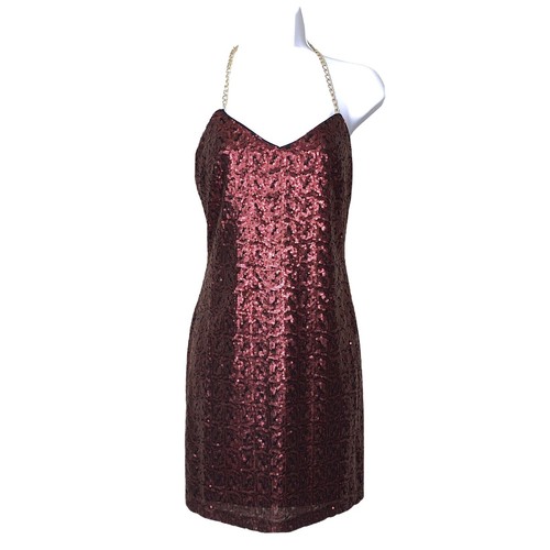 Mini Vestido Silvergate Para Mujer Lentejuelas Lg Borgoña Corto Mini Fiesta Cadenas Correas - Imagen 10 de 10