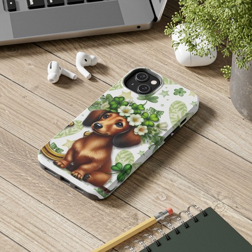 St Patricks Cute Dachshund Phone Case Dog Lover Gift Tough Phone Cover Patty  - Picture 36 of 109