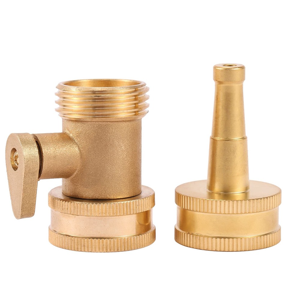 High Pressure Hose Nozzle with Hose Shutoff Valve, Brass Heavy Duty