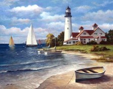 Ceramic Backsplash Tile Mural Nautical Sailing Ship - Sailing the Safe Harbor