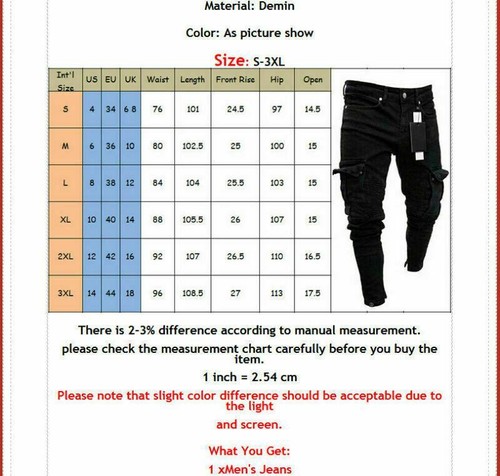 Herren Jugend Mode Biker gerissen lange Denim Hose Skinny Jeans dehnbare Hose - Bild 8 von 9