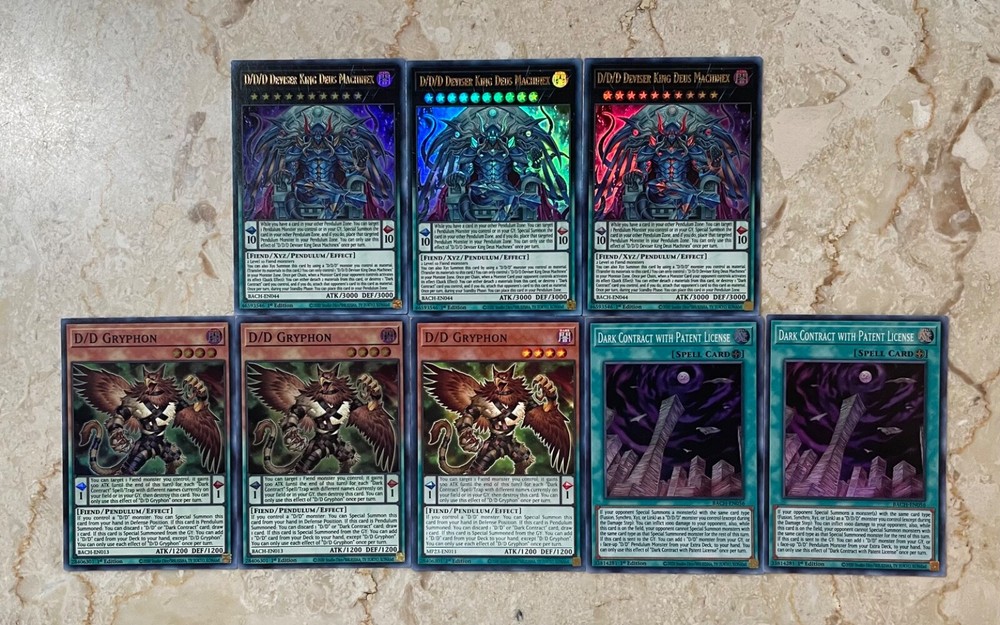 (3) Yugioh D/D/D Deviser King Deus Machinex Ultra Rare BACH D/D Gryphon D/D Lot