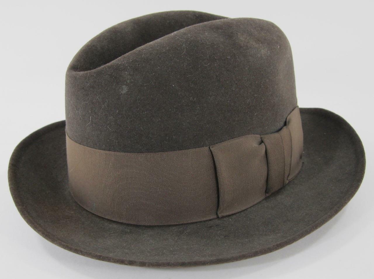Vintage Men's Fedora Hat Brown Wool Felt Size Small … Gem