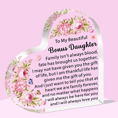 SDOFY Bonus Daughter Gifts Step Daughter Gifts from Step Mum Acrylic Plaque Gift