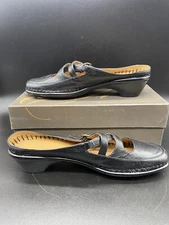 EASY SPIRIT Women’s Black Leather Wedge Heels Size 9.5 N 