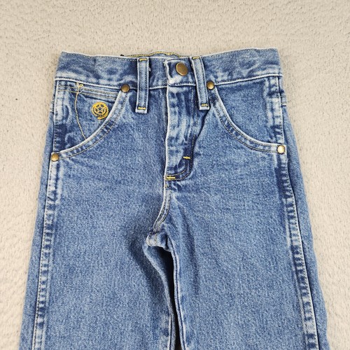 Wrangler Jeans Boys 6 Slim Western Blue Denim Adjustable Waist Cowboy Pants - Picture 9 of 14