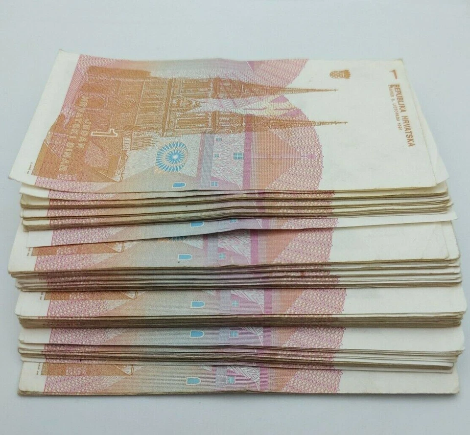 1 Dinar HRD 1991. Ruđer Bošković Croatian banknotes war time - 100 pcs ! - Image 2 of 2