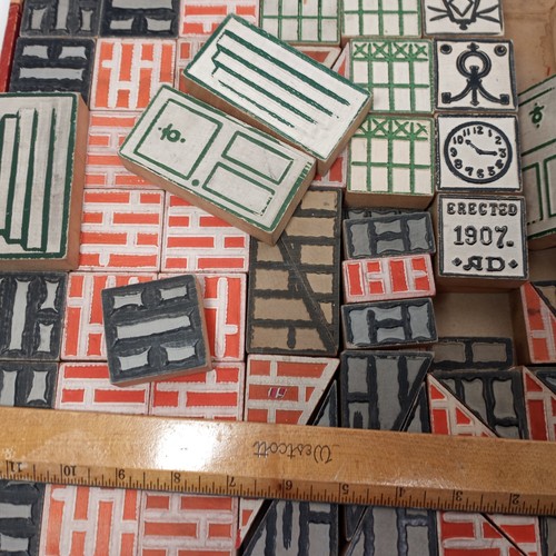 Architectural Childs Wooden Building Block Set 97 Pieces Reverse Views Vintage - Picture 9 of 9