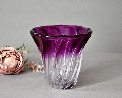 Vintage Cut Crystal Vases Purple Crystal Val Saint Lambert Vases Home Decor