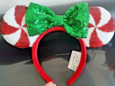 Disney Lollipop Candy Cane Cutie Green BOW Minnie Mouse Ears