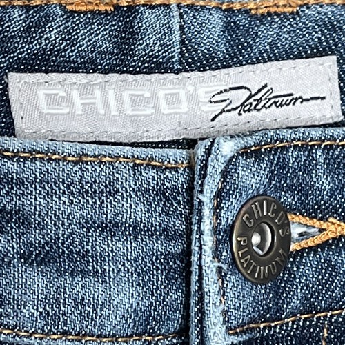 Chicos Jeans Womens Small 0 Straight Leg Denim Pants Stretch Blue Casual Fall - Picture 9 of 12