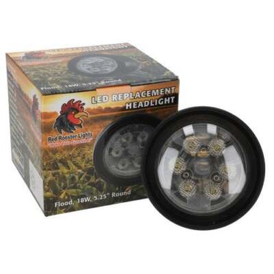 Red Rooster  LED Replacement Headlight - 18W 5.25'' Round Flood Beam