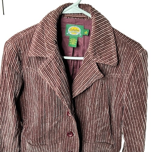 Cabela's Jacket Women's Medium Corduroy Ribbed Pockets Casual Outdoor Maroon - Picture 2 of 6