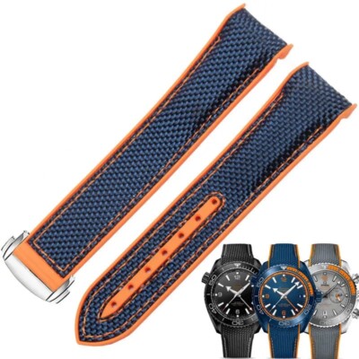 Silicone Nylon Watch Strap For Omega 300 SEAMASTER 600 PLANET OCEAN