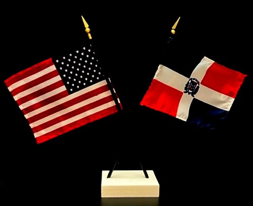 1 American & 1 Country Mini Rayon 4"x6" Desk Flag Set with Crossed 2-Hole Base - Picture 48 of 182