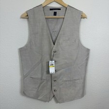 Perry Ellis Mens Vest Sz M Linen Blend Natural Linen Core NWT