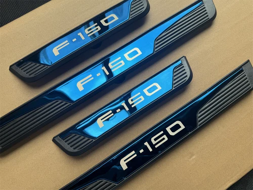 Protector de peldaños de panel de cubierta de umbral de puerta azul 4 piezas para accesorios F150 - Imagen 5 de 11