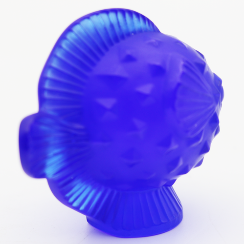 LALIQUE France Cobalt BLUE Crystal PUFFER FISH Art Glass SCULPTURE in Box - Picture 8 of 12