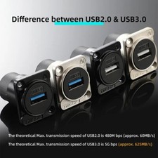 1pcs D Type USB 3.0 2.0 Fever Audio Connector Female Panel Mount DIY Solder-free