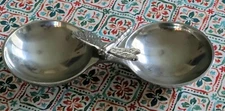 Mariposa Dragonfly Double Sided Nut Candy Serving Dish Bowl Cast Aluminum