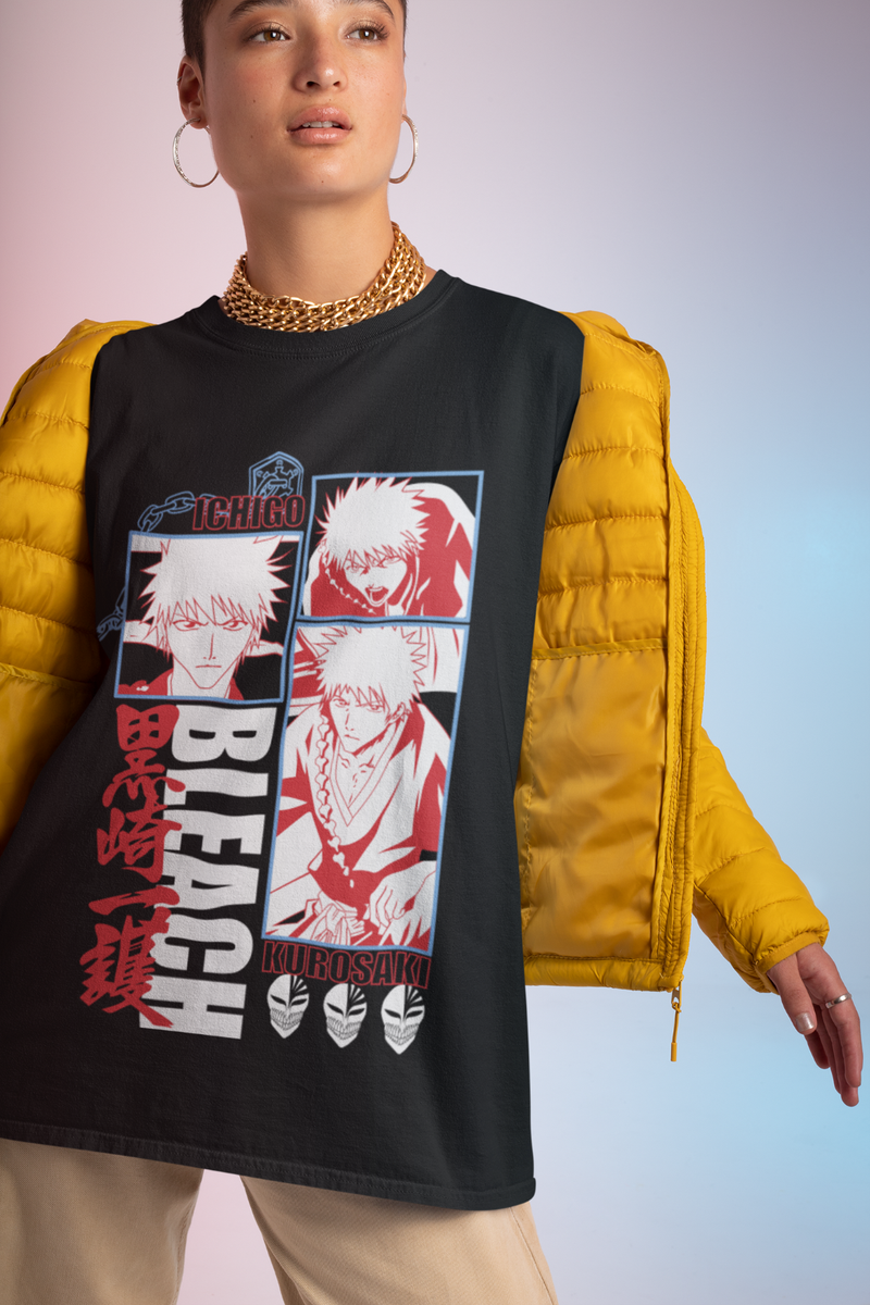 Bleach Anime Tshirt Ichigo Bankai T-Shirt Aizen Yhwach Tee Zaraki