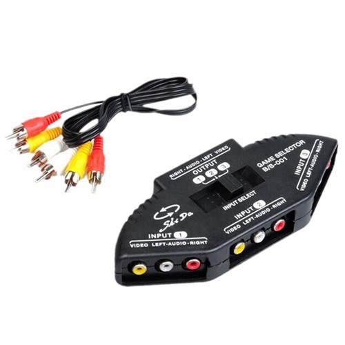 Fosmon 3 Port AV Composite RCA Selector Box Switch Splitter w/ Cable Cord Plug• - Picture 7 of 11