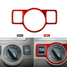 Cubierta de cuadro interruptor de faros de fibra de carbono rojo para Volkswagen Passat 2006-11