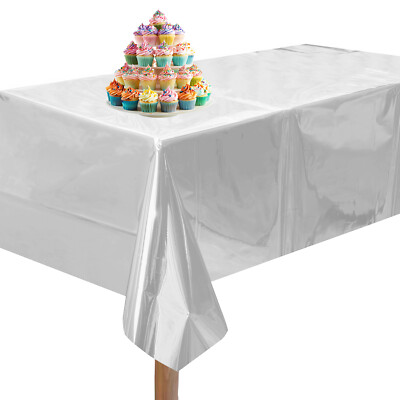Folie Metallic Tischdecke Abdeckung Einweg Rechteck Hussen Abwischbar Party