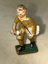 Vintage Lead Toy Soldier Courier Figure Carrying Satchel  Papers