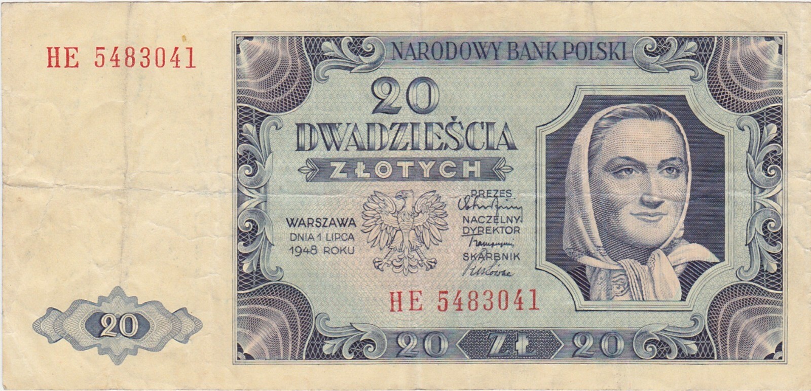 POLAND 20 Zlotych 1948 aVF