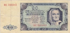 POLAND 20 Zlotych 1948 aVF