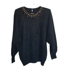 Vintage Mohair Beaded Black Elegant Sweater