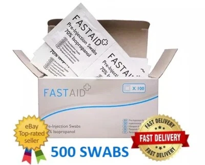 500 Fastaid Pre Injection IPA Alcohol Swabs - Antiseptic Wipes 70% Isopropyll
