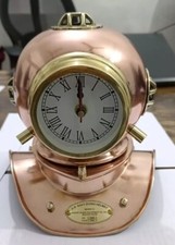 Nautical Décor clock In Mini Diving Helmet Collectibles Brass Antique