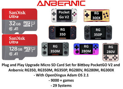 Plug & Play Upgrade Micro SD Karten für PocketGo V2, Anbernic RG350/RG280/RG300X