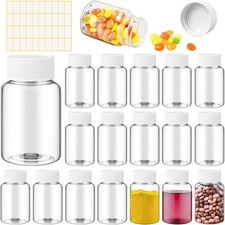18 Pack Clear 80ml Plastic Pill Bottles Empty Medicine Containers with Caps