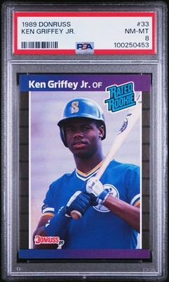 1989 DONRUSS KEN GRIFFEY JR. #33 ROOKIE RC PSA 8