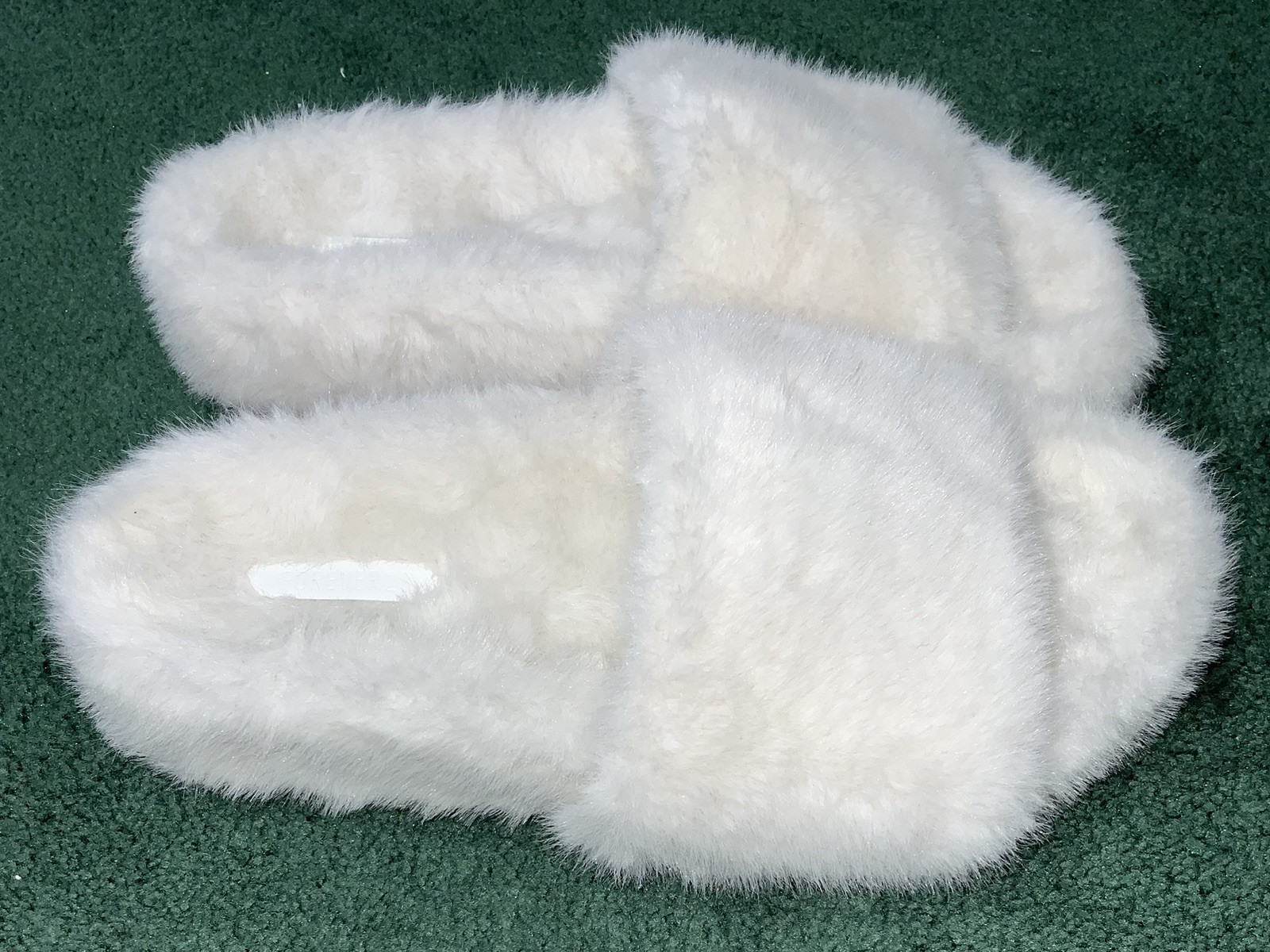 SAOLA Forever 21 Ciabatte Donna Taglia M Fuzzy Slide Avorio Morbida Pelliccia Ecopelliccia con Suola Rigida