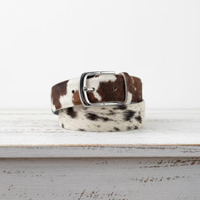 Handmade Hair-On Cowhide Leather Belt Cow Print Western Cowboy Style Men  Women