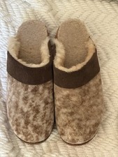 Vollsjo RARE Shearling Lined Swedish Clogs Brown Suede Wooden Sole Size 8 EU 38