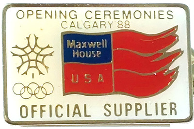 Maxwell House Sponsor Opening Ceremonies Winter Olympics Calgary 1988 Lapel Pin