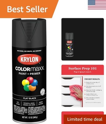 K05546007 COLORmaxx Spray Paint and Primer for Indoor/Outdoor Use, Flat Black...