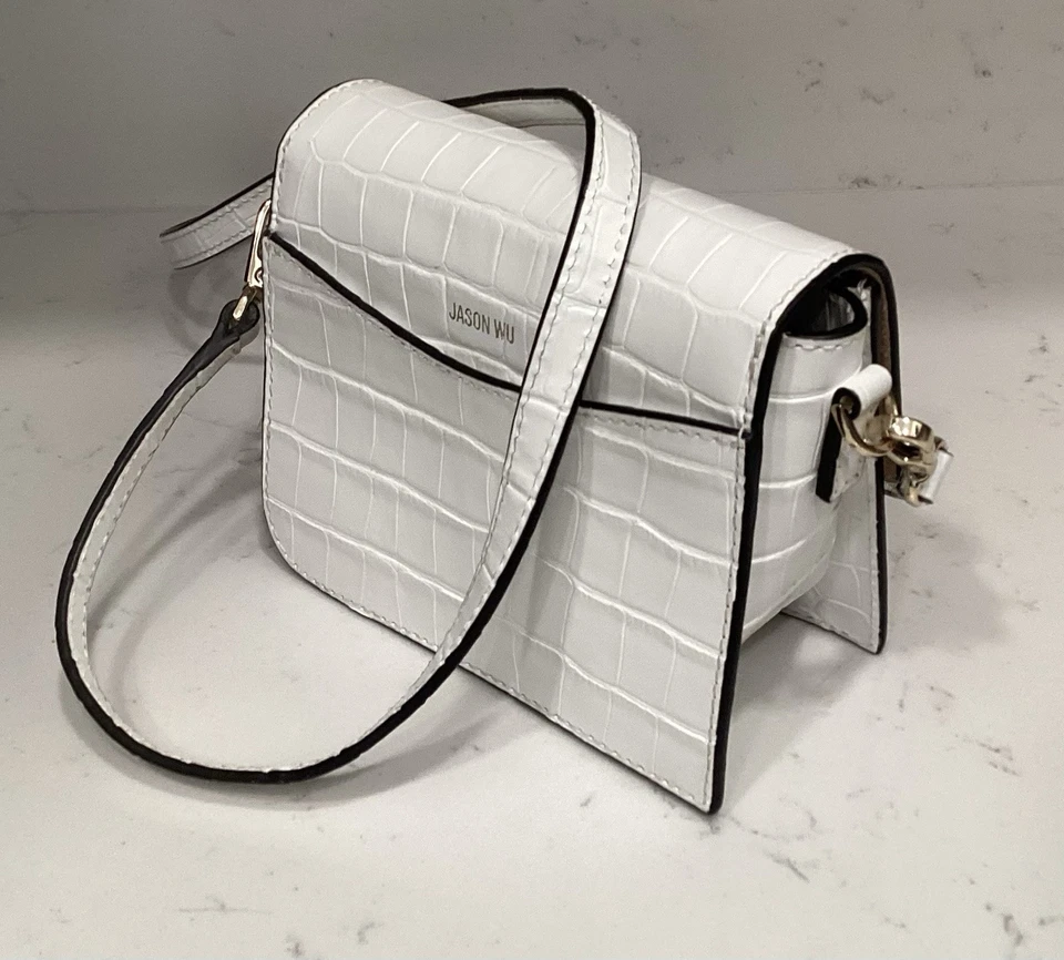 BOLSO BANDOLERA JASON WU ORBIT CUERO COCODRILO BLANCO GRABADO Foto 3 de 4