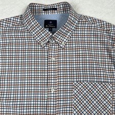 Ben Sherman Men's XL Plaid Long Sleeve 98 Cotton Blend Shirt Button Down