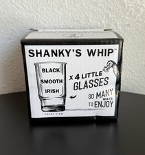 NEW Shanky's Whip Shot Glasses Set of 4 Made in Ireland Two Sided Embossed NIB