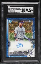 2021 Bowman Chrome Prospect HTA Choice Refractor Julio Carreras SGC 9.5 Auto p7m