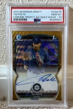 2023 Bowman Draft Chrome Autograph Gold Wave Tai Peete PSA 10 Cardinals 08/50
