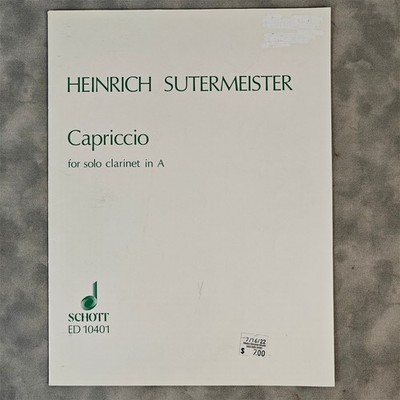 1946 Sutermeister Capriccio Solo Clarinet in A Schott ED 10401 Sheet Music Score
