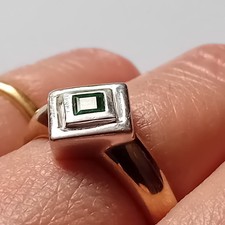 VINTAGE 9CT SOLID YELLOW & WHITE GOLD REAL EMERALD RING SIZE M HALLMARKED 2.6g